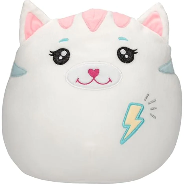 Depesche 13040 Ylvi Swoppies - Kuscheltier Katze in Weiß mit Leuchteffekt und Blitz, ca. 20 cm groß – Bild 1