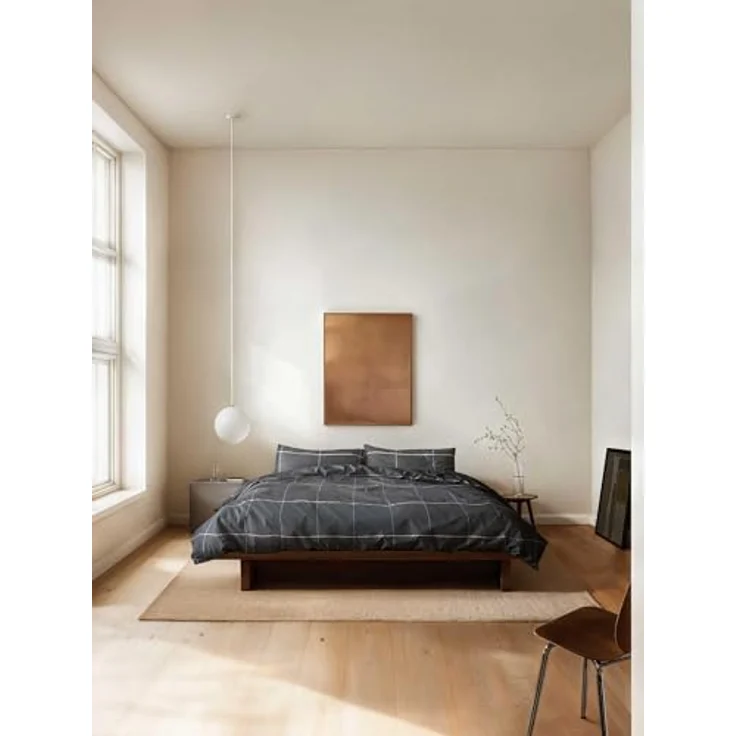 MARC O'POLO Bettwäsche Suvie Anthrazit, 135x200 cm + 1x 80x80 cm, 100% GOTS-zertifizierter Bio-Baumwollperkal 200TC, Karo Muster – Bild 2