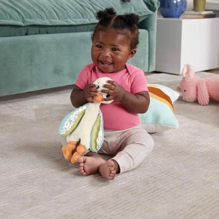 Fisher-Price® Schnuffeltuch Schmusegans, Plüsch-Spielzeug mit Stoffflügeln und Klingelgeräusch – Bild 2