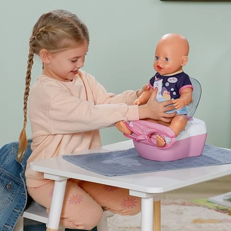BABY Born Toilette für Puppen 36 und 43 cm, mit Geräuschfunktion, Zubehör und Unterwasserwelt-Stickern – Bild 3