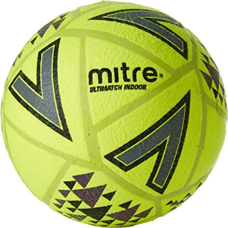 Mitre Ultimatch Indoor-Fußball, Neues Design, extra haltbar, formstabil, gelb, schwarz, Ballgröße 4