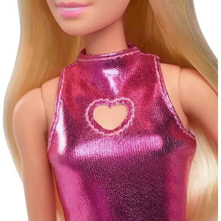 Barbie Anziehpuppe Fashionistas Nr. 230, rosa Metallic-Minikleid, blond – Bild 5