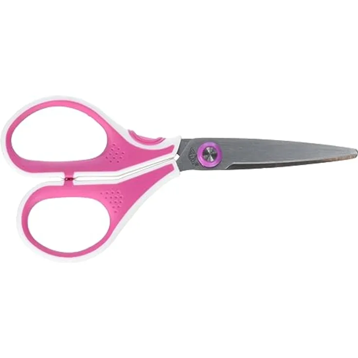 WEDO Cut-it Papierschere, Edelstahl 13 cm, pink/weiß, ergonomischer Softtouch-Griff