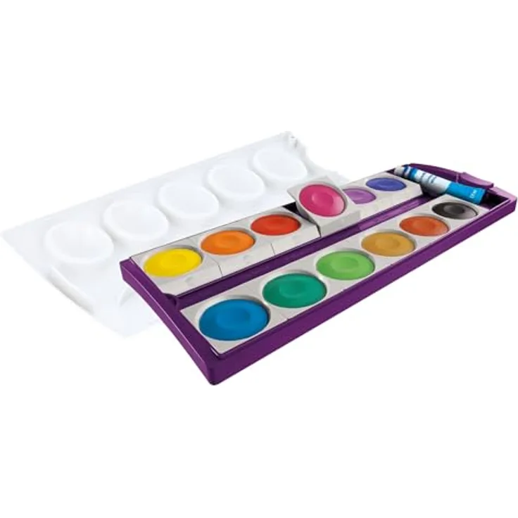 Pelikan Deckfarbkasten K12, 12 Farben mit starker Deckkraft und auswechselbaren Farbschälchen - VIOLETT