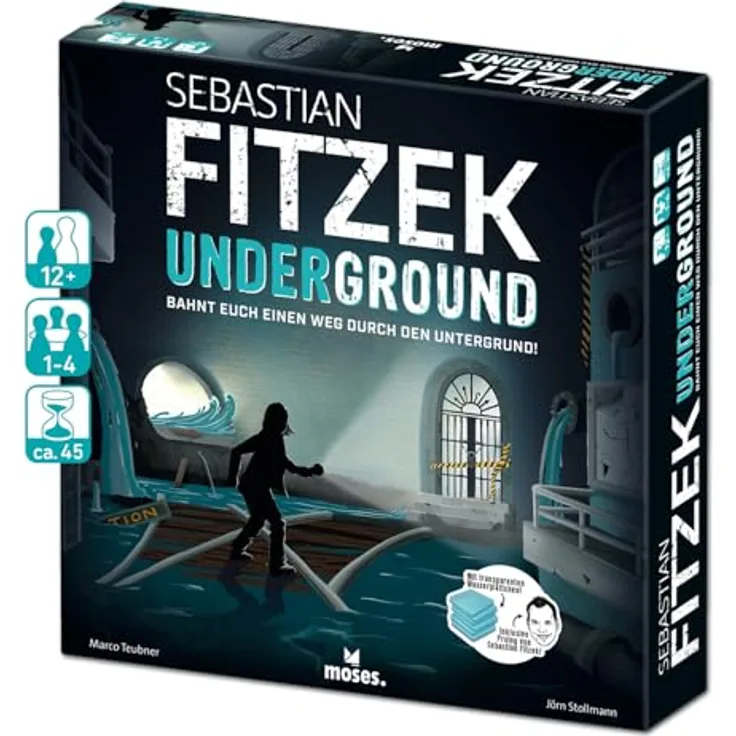moses 90179 Fitzek Underground, 3D-Thriller-Spiel für Escape-Game Fans, kooperatives Gesellschaftsspiel ab 12 Jahren, schwarz
