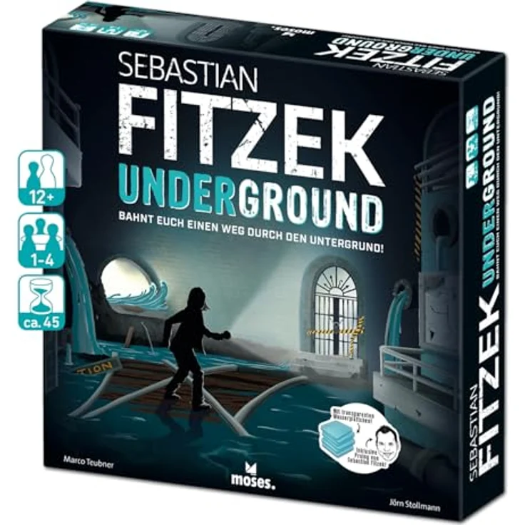 moses 90179 Fitzek Underground, 3D-Thriller-Spiel für Escape-Game Fans, kooperatives Gesellschaftsspiel ab 12 Jahren, schwarz – Bild 1