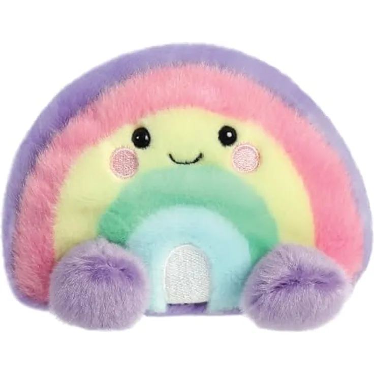 Aurora Palm Pals Vivi, Plüschtier in Regenbogenfarben (Pink, Lila, Gelb), 13 cm, weich und waschbar bei 30°C