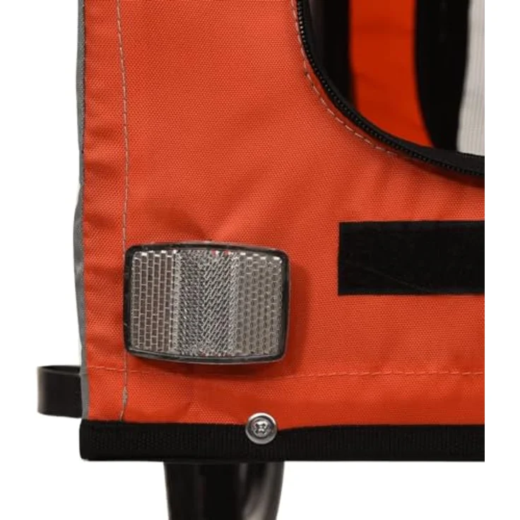 vidaXL Fahrradhundeanhänger Fahrradanhänger Hunde Orange und Grau Oxford-Gewebe und Eisen, mit PVC-Dach und Reflektoren – Bild 5