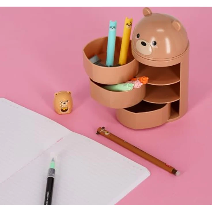 Legami Aww-rganiser Teddy-Bär, Schreibtisch-Organizer mit Schiebedeckel und 3 Schubladen, 16 x 8,2 cm, aus PS – Bild 2