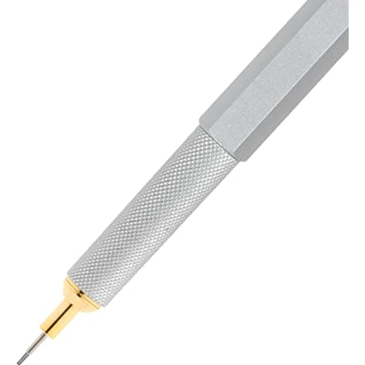 ROTRING Bleistift 800, Feinminenbleistift 0,5 mm HB aus massivem Metall, silber mit auswechselbarem Radierer und Druckmechanik – Bild 2