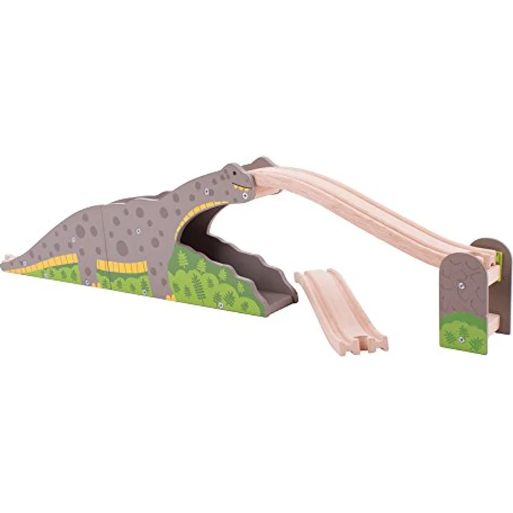 Bigjigs Rail Bronto Riser, Dinosaurier-Spielzeug für Holzeisenbahn mit grau-gepunktetem Brontosaurus, pädagogisches Holzspielzeug für Kinder ab 3 Jahren – Bild 4