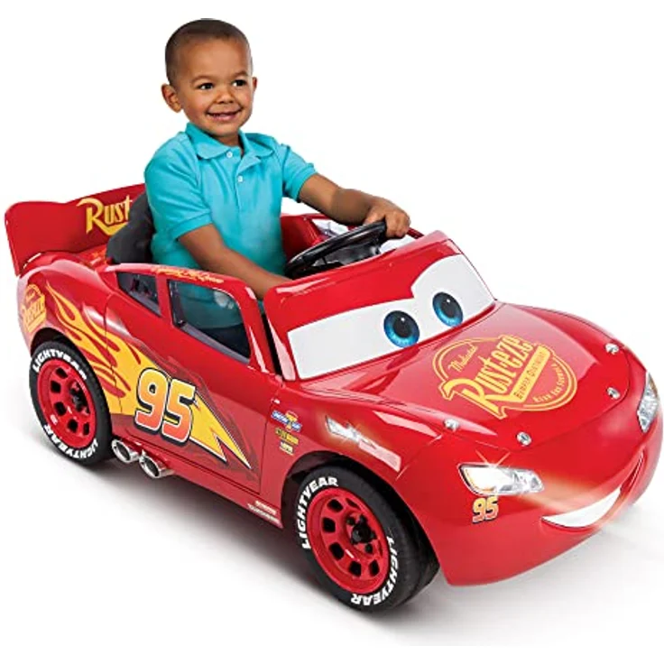 Huffy Elektro-Kinderauto Cars Lightning McQueen, 7.2V mit Scheinwerfern, Autosounds und Belastbarkeit 27 kg – Bild 4