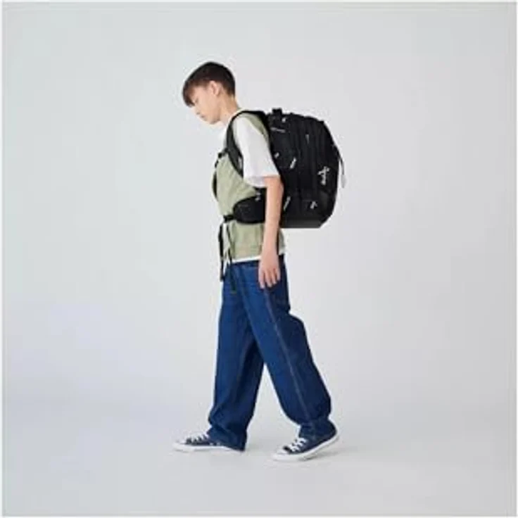 Satch Schulrucksack Match Reflective Style 2024, Polyester aus recycelten PET-Flaschen, erweiterbar auf 35 Liter, schwarz – Bild 10