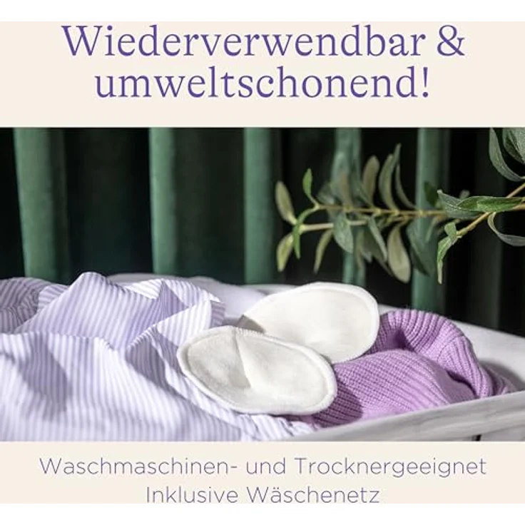 Lansinoh Waschbare Stilleinlage 4er Pack, nachhaltiger Schutz mit Bio-Bambus-Innenseite, weiß – Bild 5