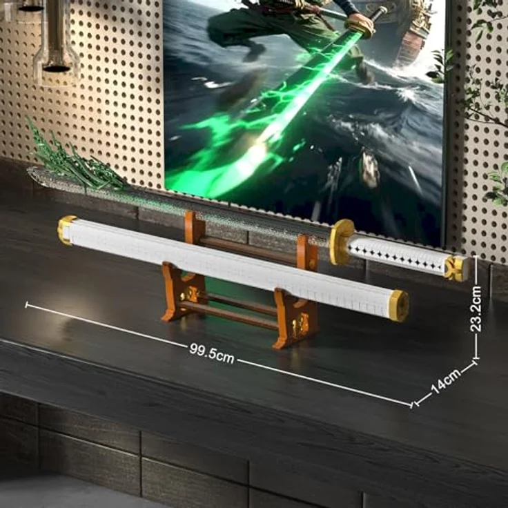 Mould King 10258 MOC Samurai-Schwert-Bausatz, 39 Zoll Zoros Enma mit LED-Lichtern, Scheide und Ständer, 1674+ Teile – Bild 4
