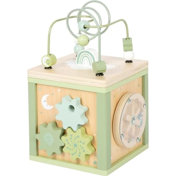 small Foot Motorikwürfel grün, 5-in-1 Motorikspielzeug aus FSC® 100%-zertifiziertem Holz, für Kinder ab 12 Monaten, 12805 – Bild 2