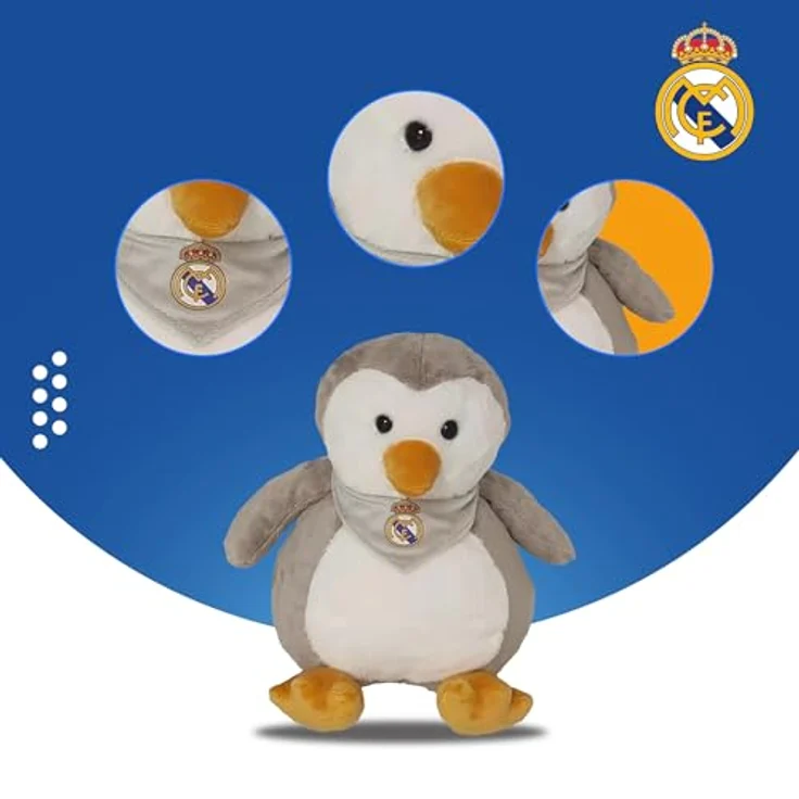 Real Madrid Pinguin-Plüschtier 25 cm, beige, weiches Kuscheltier für Kinder – Bild 7