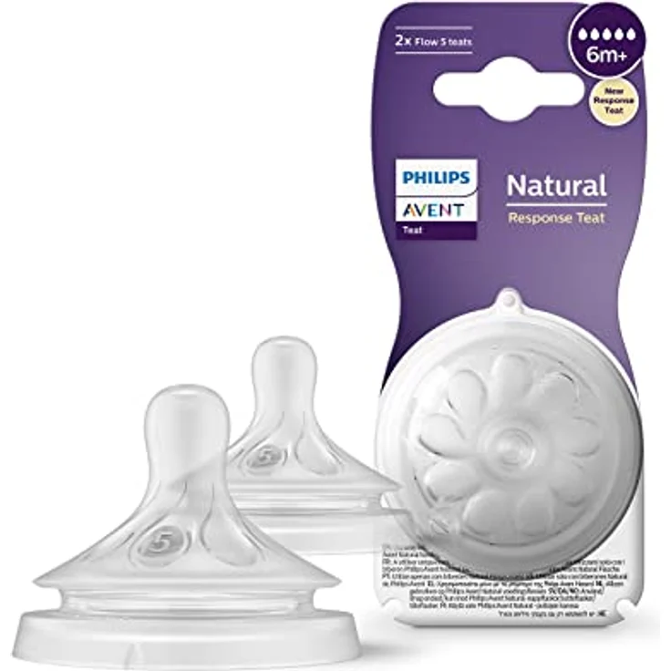 AVENT Philips Avent Natural Response Sauger – 2x Sauger für Babyflaschen mit Durchflussstärke 5, für Babys ab 6 Monaten, BPA-frei – Bild 1