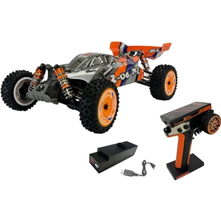 DF Models Z-06 XL Buggy - 1:12 - RTR, 60 km/h, 4WD-Antrieb, Aluminium-Öldruckstoßdämpfer, Metall-Antriebswellen, Rot