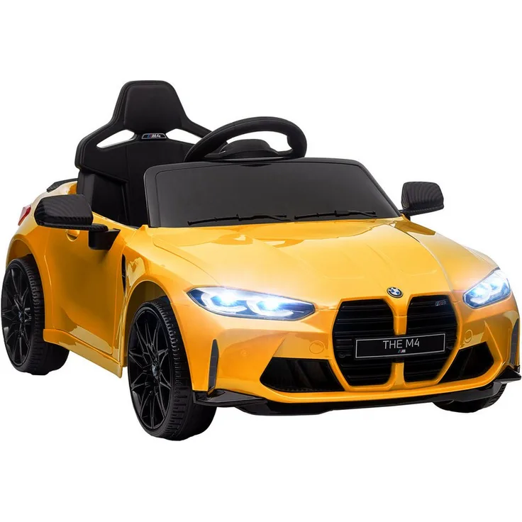 AIYAPLAY Elektro-Kinderauto BMW M4 Gelb, Belastbarkeit 25 kg, für Kinder 3-5 Jahre, mit Fernsteuerung und Musikfunktion