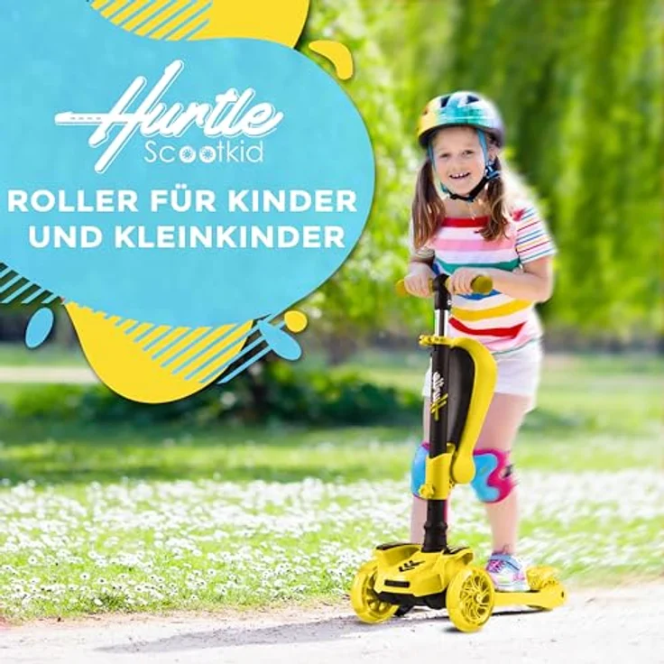 Hurtle ScootKid 3-Rad-Roller für Kinder, verstellbarer Lenker, rutschfeste Plattform, mit blinkenden LED-Rädern, für Jungen/Mädchen, 2-12 Jahre – Bild 2