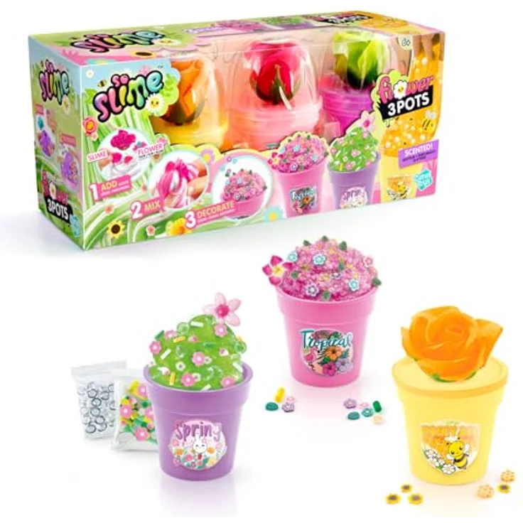 Canal Toys So Slime Slime Flower 3er Set, 3 Duftschleim Töpfe mit Farbblumen, 6 Deko-Beutel und 3 Charms, Kreativ-Set für Kinder ab 6 Jahren – Bild 1