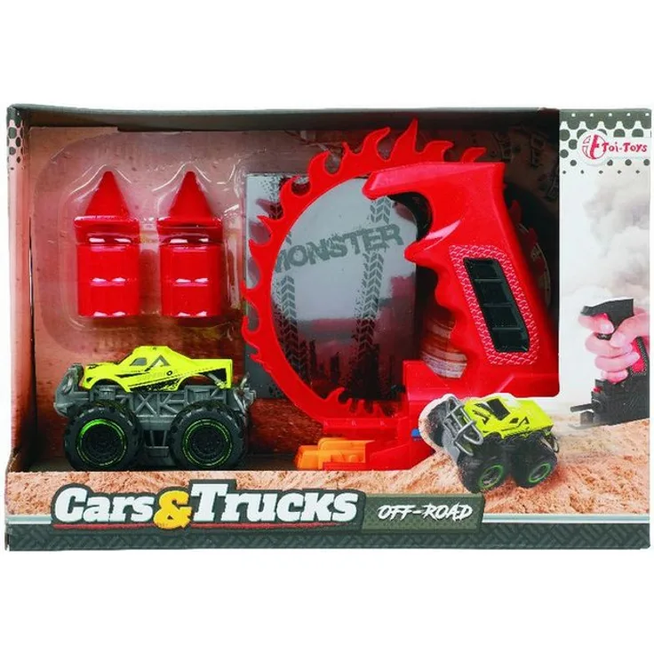 Toi-Toys CARS_TRUCKS Monster Truck Set mit Shooter und Rampe, Actionspielzeug für Kinder ab 3 Jahren