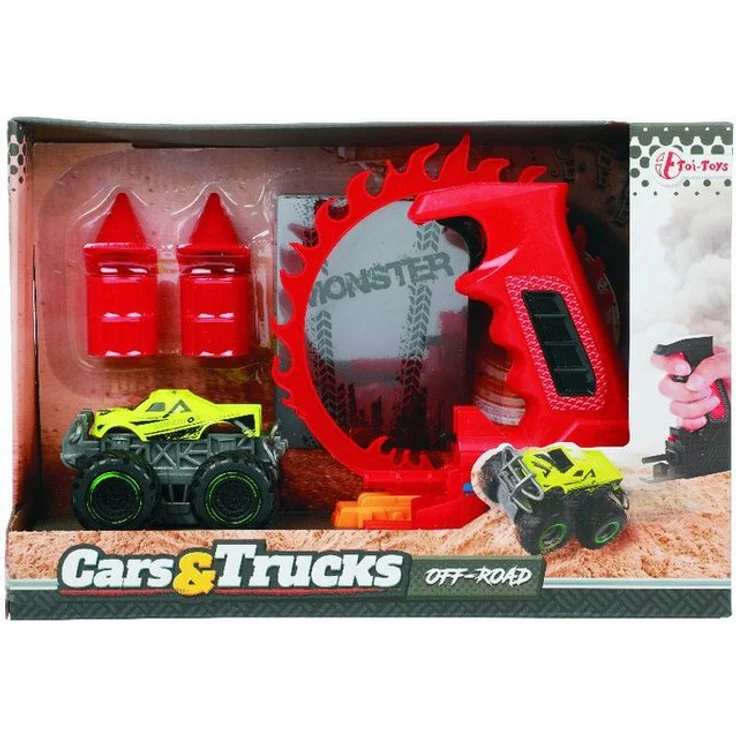 Toi-Toys CARS_TRUCKS Monster Truck Set mit Shooter und Rampe, Actionspielzeug für Kinder ab 3 Jahren