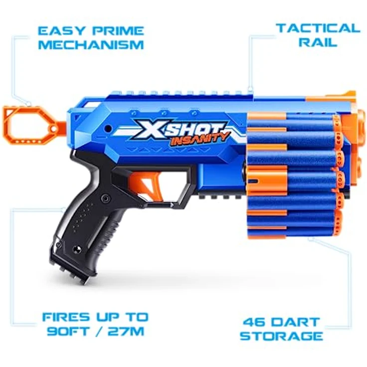 ZURU XShot Insanity Blaster Manic, Blaster mit 46 Darts Kapazität, schwarz – Bild 3