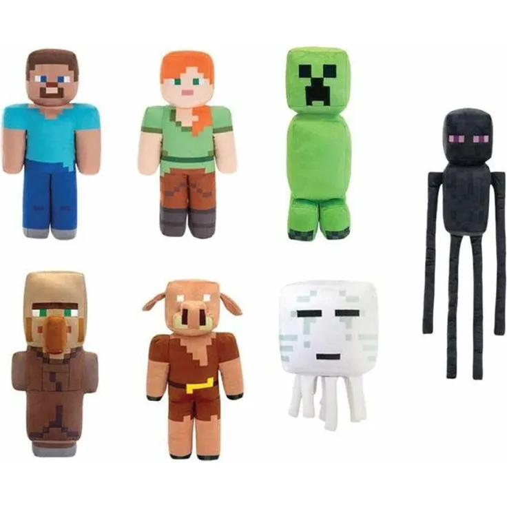 Famosa Plüschtier Minecraft Movie, 30 cm große Kuschelfigur, wählbare Charaktere wie Creeper, Steve, Alex, Enderman, Piglin und Villager