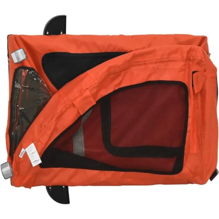vidaXL Fahrradhundeanhänger Hunde Orange und Grau, Robuster Rahmen aus Eisen, Komfortables Oxford-Gewebe – Bild 10