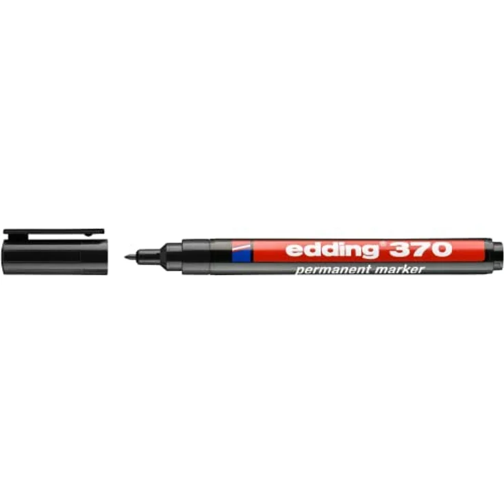 edding 370 Permanentmarker - schwarz - 1 Stift - feine Rundspitze 1 mm - wasserfest, schnell-trocknend - Multimarker, Universalstift - für Karton, Kunststoff, Holz, Metall, Glas, Stein, Leinwand – Bild 2