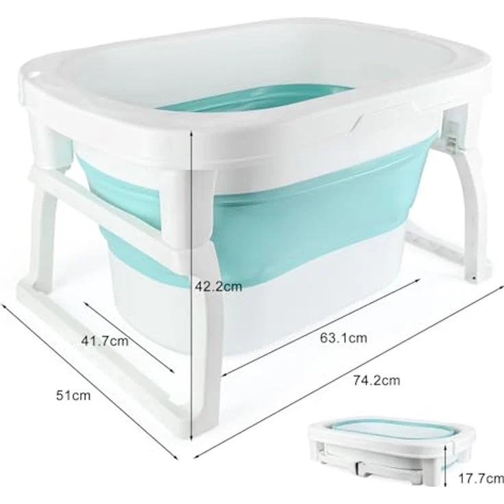 HUOLE Baby Bathtub Foldable, Faltbare Badewanne für Neugeborene, rutschfest und umweltfreundlich, extragroßer Raum 72 x 51 x 42 cm – Bild 5