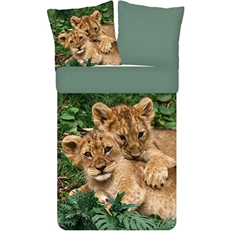 ESPiCO Bettwäsche Trendy Bedding Babylöwen Raubtier Wildnis Löwe Jungtiere Großkatze Tiertatze Renforcé, 135x200 cm, 100% Baumwolle, Öko-Tex Standard 100
