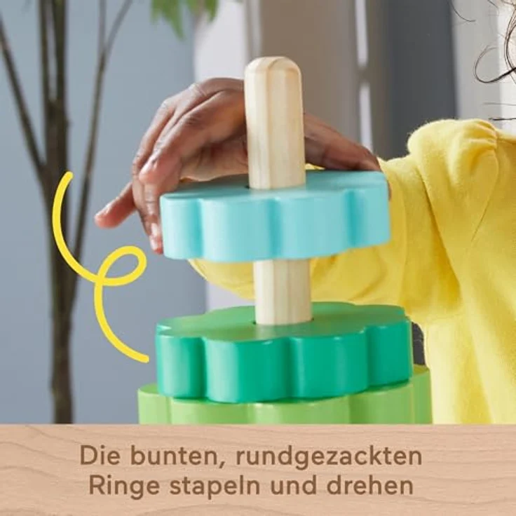 Fisher-Price® Ring-Stapelspielzeug aus Holz, FSC-zertifizierte, bunten Ringe, Bogenform – Bild 3