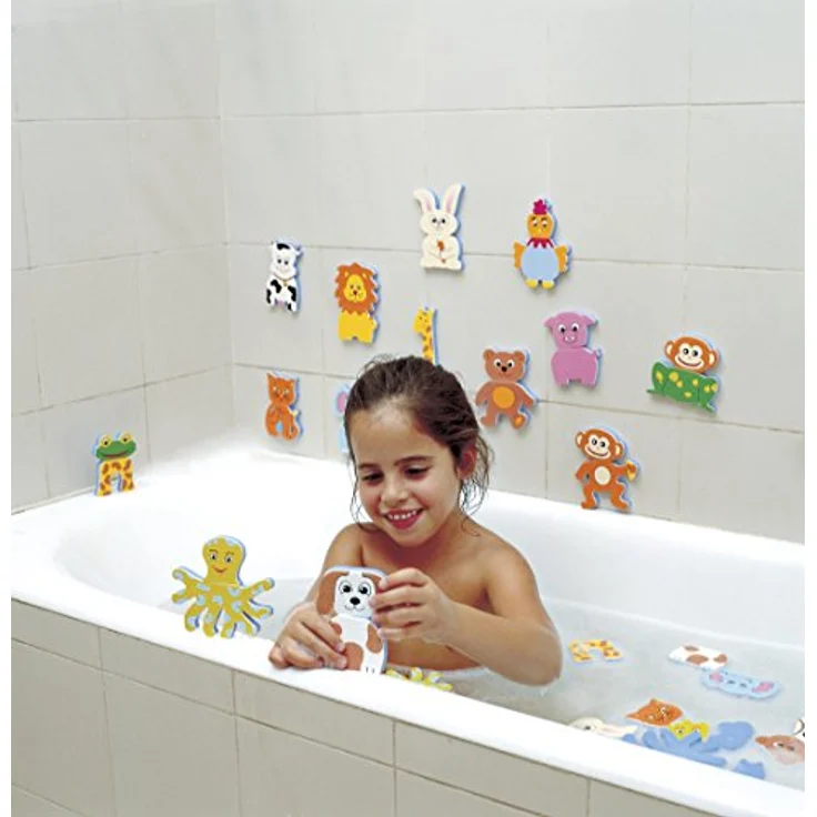 Edushape Blandet dyr til badet, 26-teiliges Babyspielzeugset im Eimer für Kinder ab 36 Monaten – Bild 2