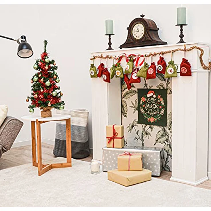 DuneDesign PERFEKT FÜR 2023: DIY Adventskalender zum Befüllen - 24 Adventskalender Säckchen Stoff mit Girlande und Sticker-Set - Weihnachtskalender zum Selber Befüllen Adventstüten zum Befüllen Kinder – Bild 2