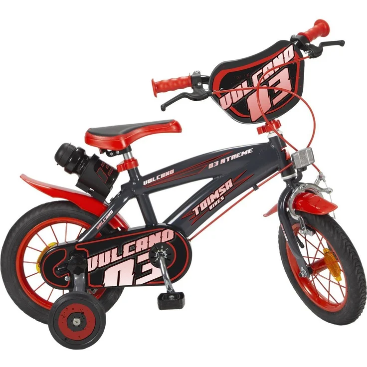 Toimsa Bikes Kinderfahrrad 16 Zoll Vulcano Rot, mit Stützrädern und Trinkflasche