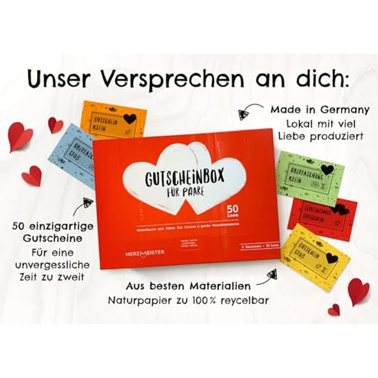Gutschein Box für Paare I Paar-Geschenk für Männer und Frauen zum Valentinstag I Geschenkidee mit viel Liebe für Partner & Partnerin I Besondere Überraschung für Ehemann, Ehefrau, Freund, Freundin – Bild 8