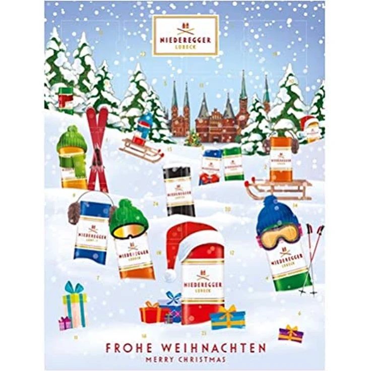 Niederegger Adventskalender Winter-Klassiker, modernes Design, gefüllt mit Niederegger Marzipan, 1er Pack (1 x 300 g) – Bild 3