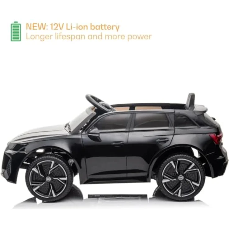 Vrooomy Audi RS6 Kinder Elektro Auto, 12V Akku mit Fernbedienung, Scheinwerfer, Bluetooth MP3-Player, Schwarz, geeignet für 1 bis 5 Jahre – Bild 9