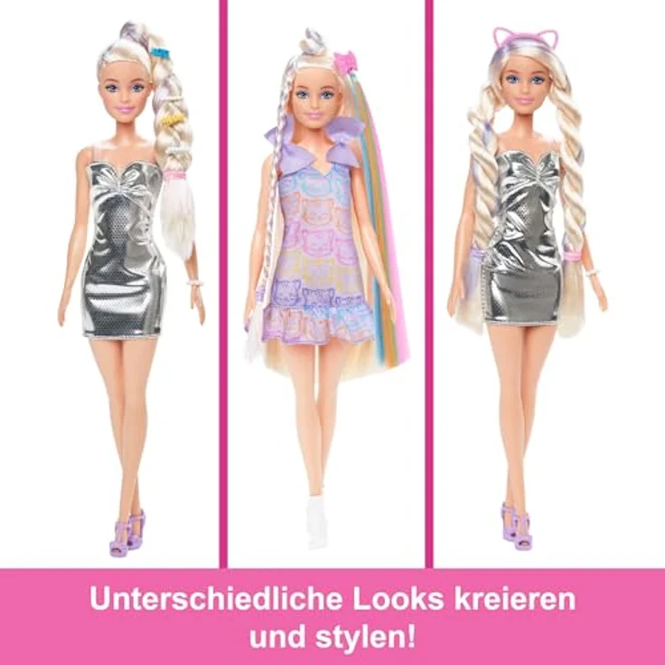 Barbie Anziehpuppe Fun & Fancy, extra langem blondem Haar und 2 Looks – Bild 4