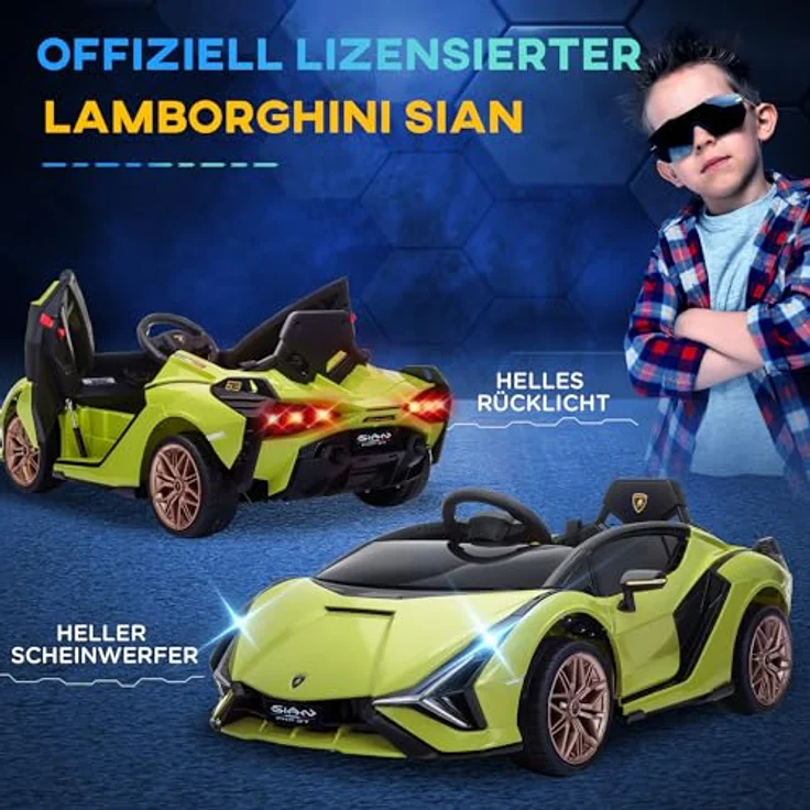 HOMCOM Elektro-Kinderauto Kinderfahrzeug, Elektroauto mit 2,4G-Fernbedienung, MP3 USB, Belastbarkeit 25 kg, Grün – Bild 6