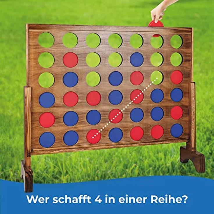 Toyfel Vier Gewinnt Spiel XXL Holzspielzeug Groß – Spielklassiker 4 Gewinnt aus FSC® Holz Indoor & Outdoor Spiele – Premium Gesellschaftsspiel für Erwachsene & Kinder ab 4 Jahren - Ace, Kiefernholz, Farbe unbekannt – Bild 4