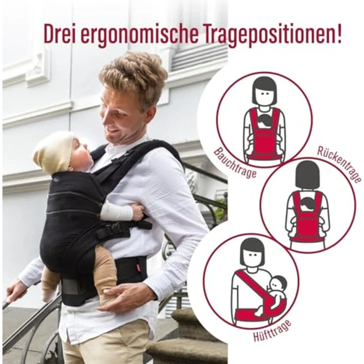 Manduca XT, Babytrage aus 100% Bio-Baumwolle, für Babys 3,5 bis 20 kg, 3 Tragepositionen, ergonomisch, verschiedene Farben erhältlich – Bild 4