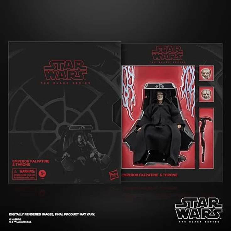 Star Wars The Black Series Imperator Palpatine & Thron, 15 cm Action-Figur mit 5 Accessoires, beweglich, Fensterschachtel-Verpackung – Bild 2