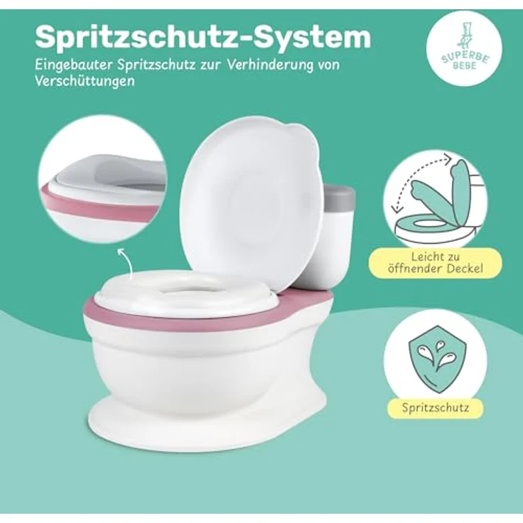 Kinder töpfchen - Lern Toilette mit Rückenlehne - Babytoilette - Baby- und Kindertoilette - Bequem, rutschfest, spritzwassergeschützt und geruchshemmend - Einfaches Entleeren mit abnehmbarem Topf – Bild 5
