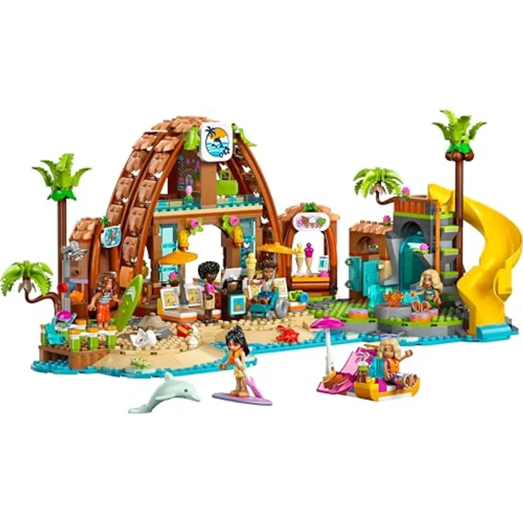 LEGO Friends 42673 Familienurlaub im Strandresort Bausatz, inkl. 6 Minifiguren, Delfin und Schildkröte, 1140 Teile, Mehrfarbig – Bild 2