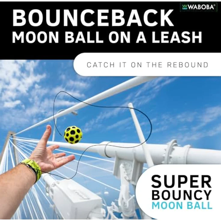 Waboba Bounceback X MOON Ball, Spielball für Outdoor mit ø 6cm und 120 cm Schnurlänge – Bild 2