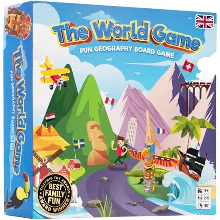 The World Game - Geographie Brettspiel für Kinder & Erwachsene, 194 Länder, über 1500 Länderfakten, für 2-5 Spieler, englische Version